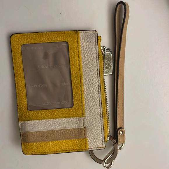 Yellow Micheal Kors wristlet keychain wallet jet small coin purse - Picture 2 of 3